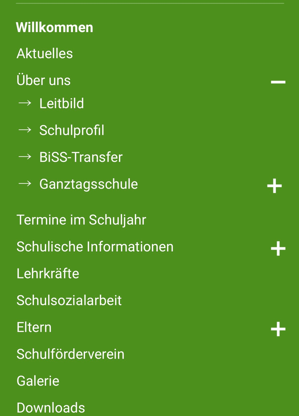 Untermenü auf dem Handy